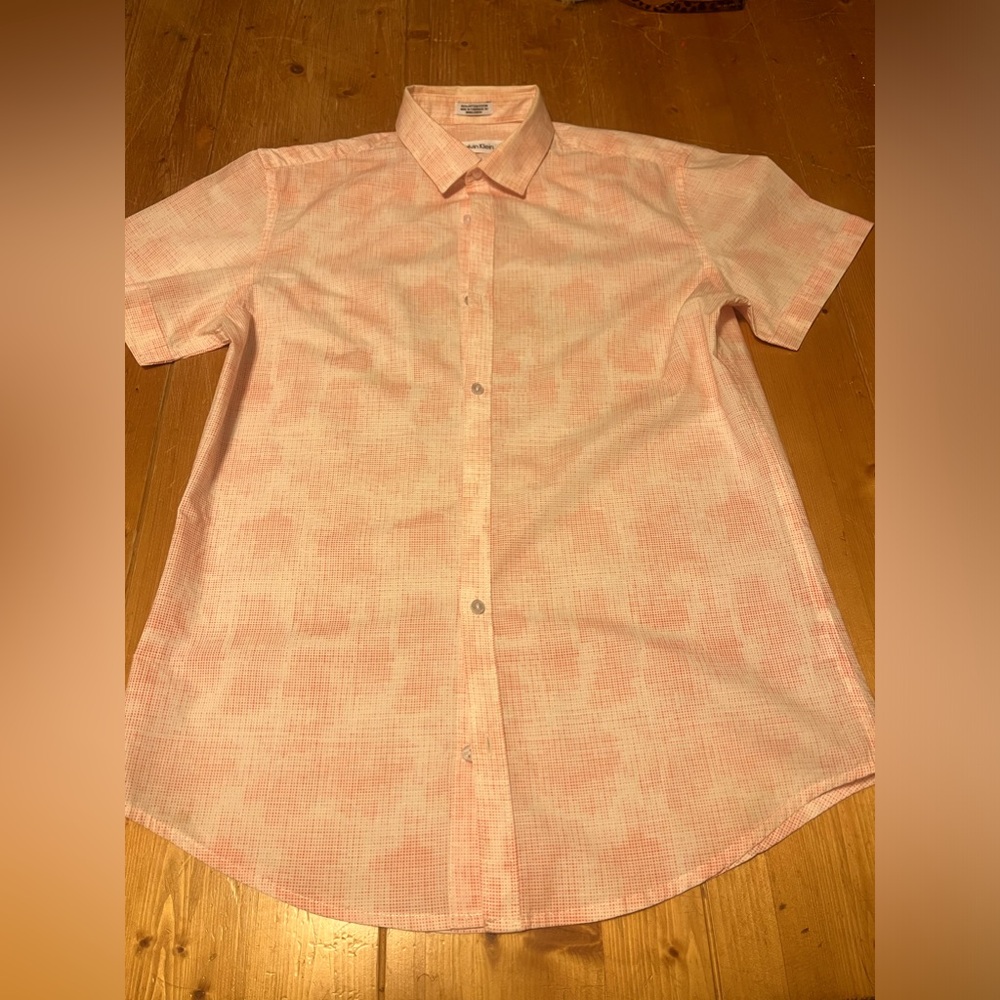Calvin Klein Orange Short Sleeve Small Slim Fit Shirt